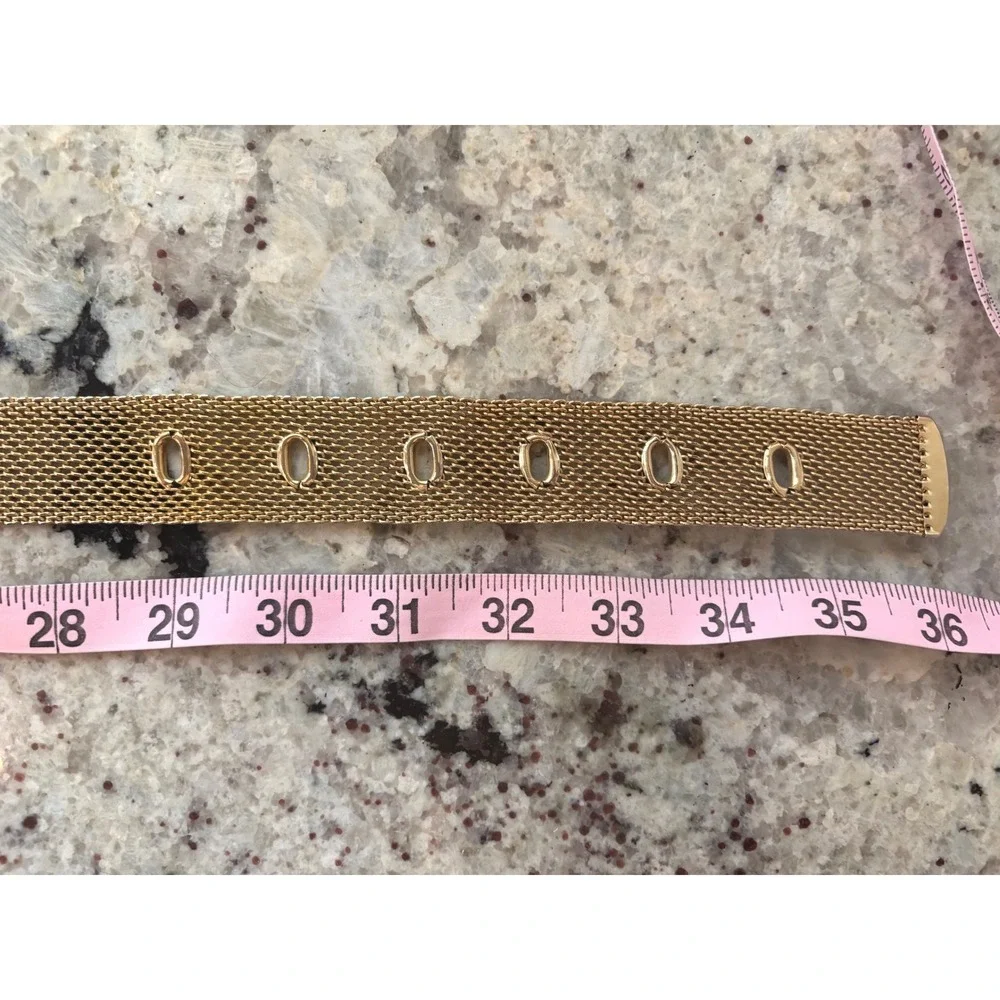 Napier Vintage Gold Tone Mesh Belt Woven Metal Adjustable Buckle Accessory
